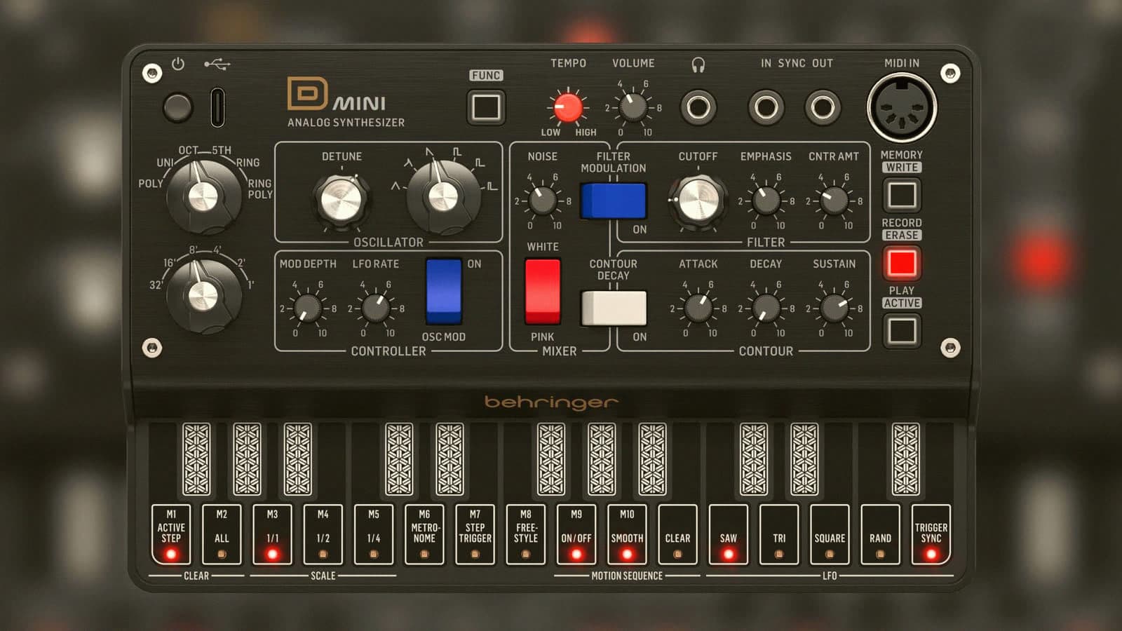 El D Mini de Behringer reduce un sintetizador tipo Minimoog a una caja de 99 euros con secuenciador