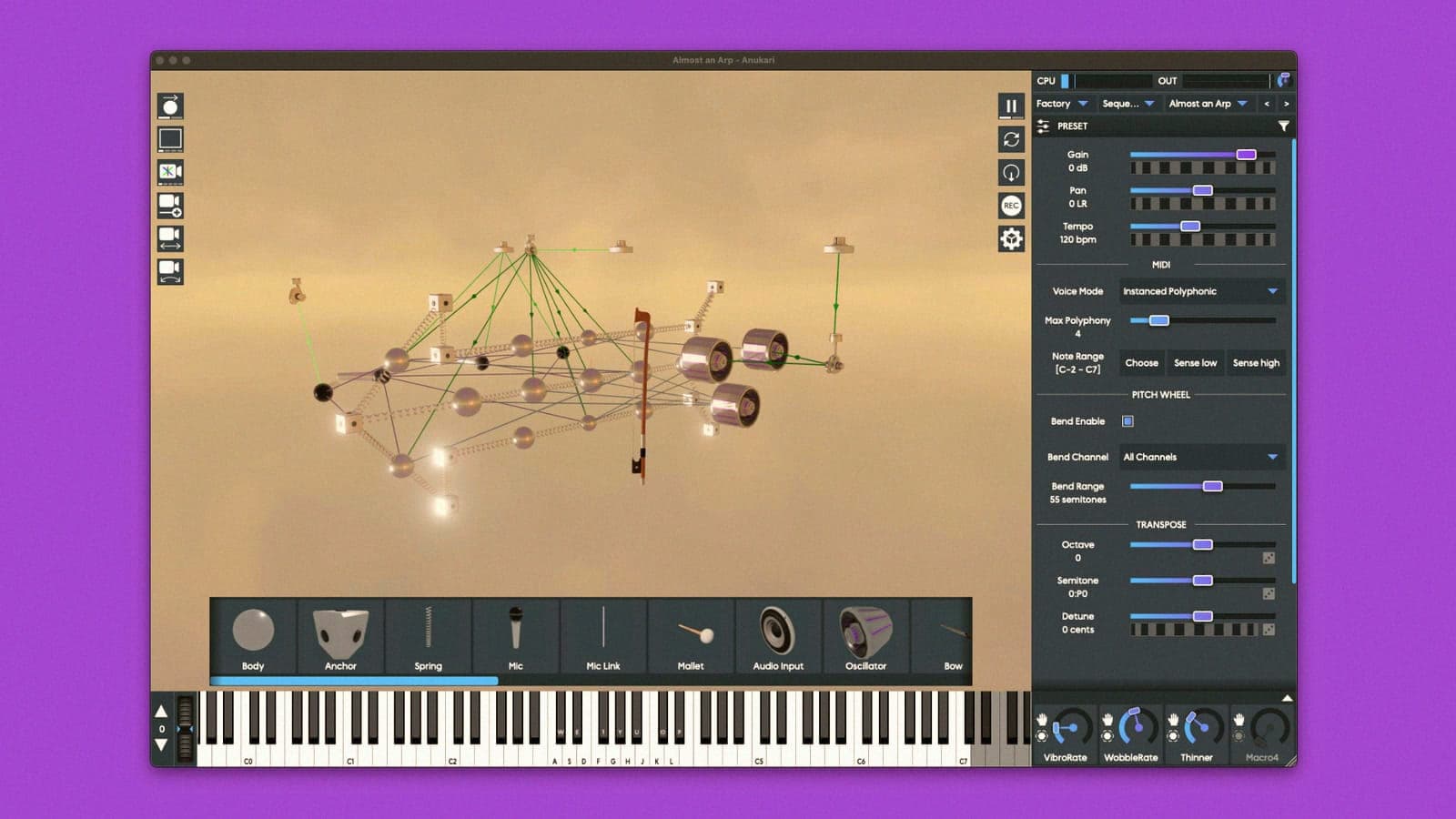 Anukari ist ein Synth, den man aus Federn baut und vibrieren sieht